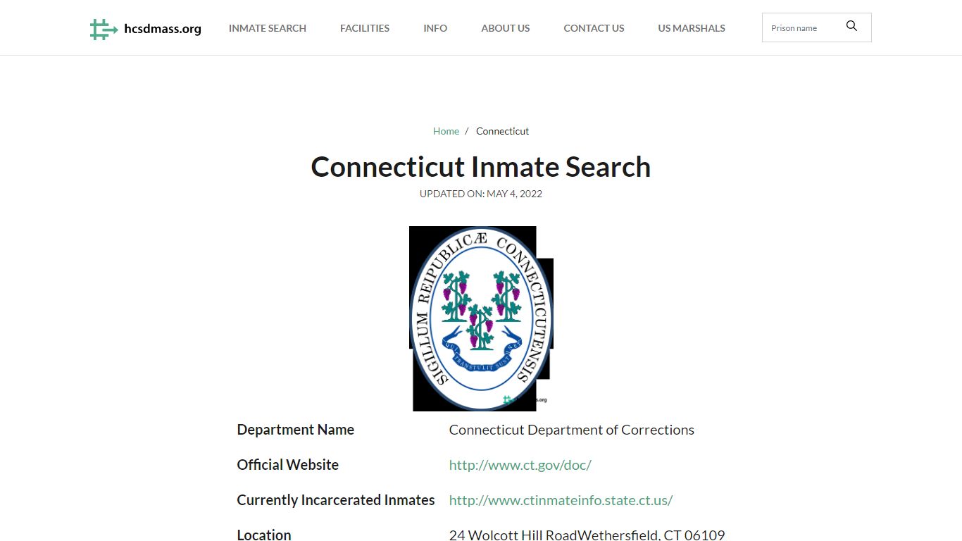 Connecticut Inmate Search – Connecticut Department of ...